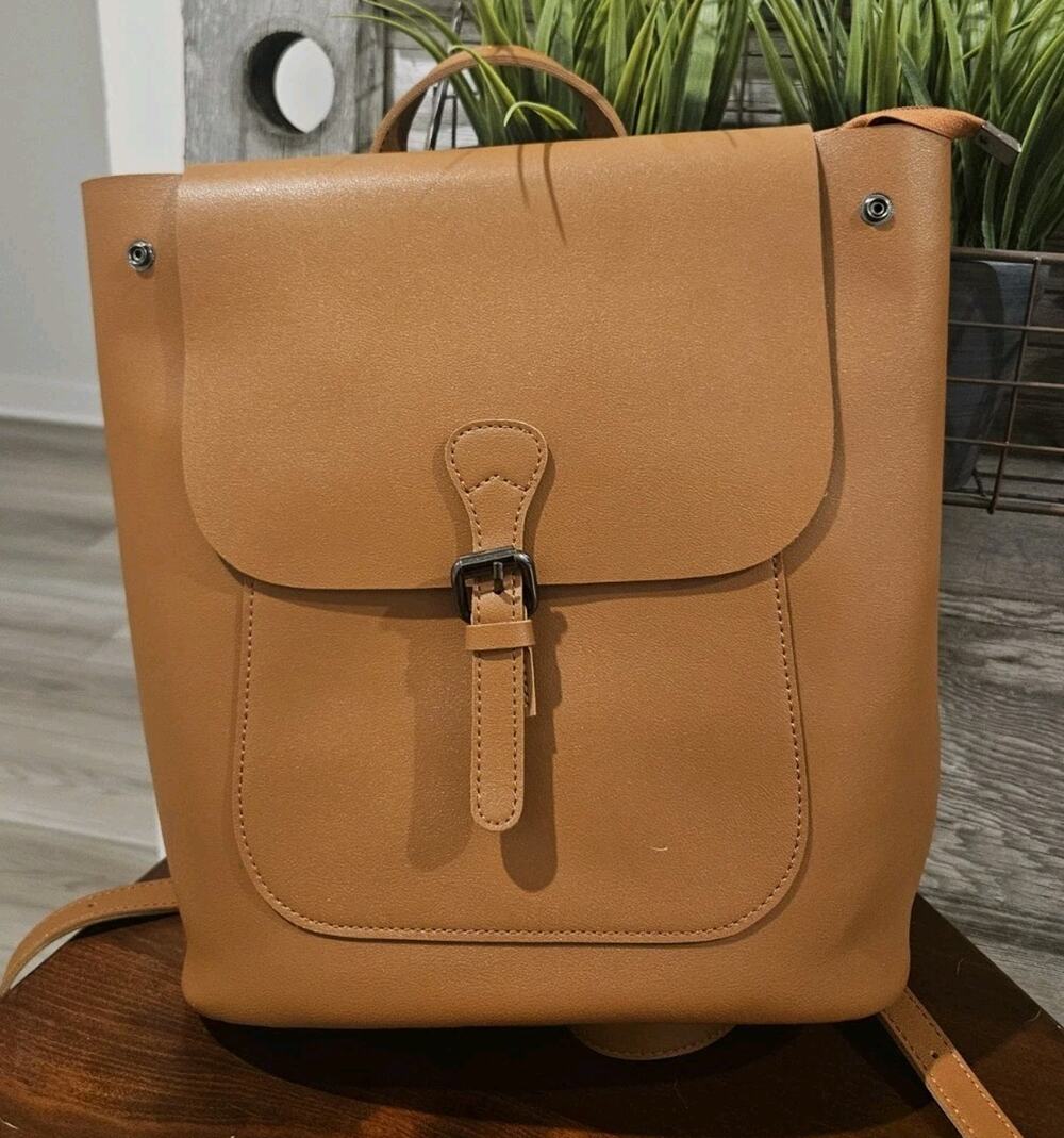 Scarleton Cognac Backpack Purse Convertible Flap Top Handle Caramel NWTScarleton